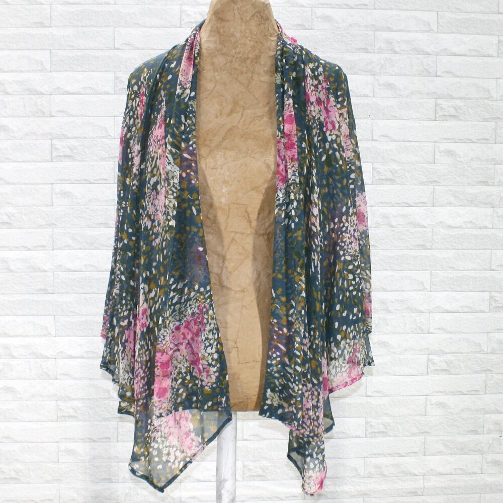 PURE SUGAR Swim Cover Silk Sheer Abstract Floral Beach Summer Green Medium